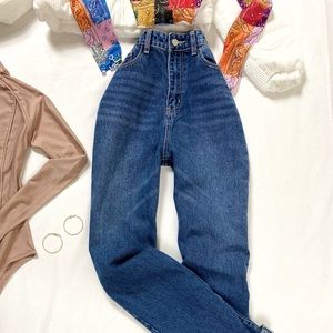 Blue Denim High Waist Baggy Jeans